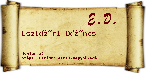 Eszlári Dénes névjegykártya